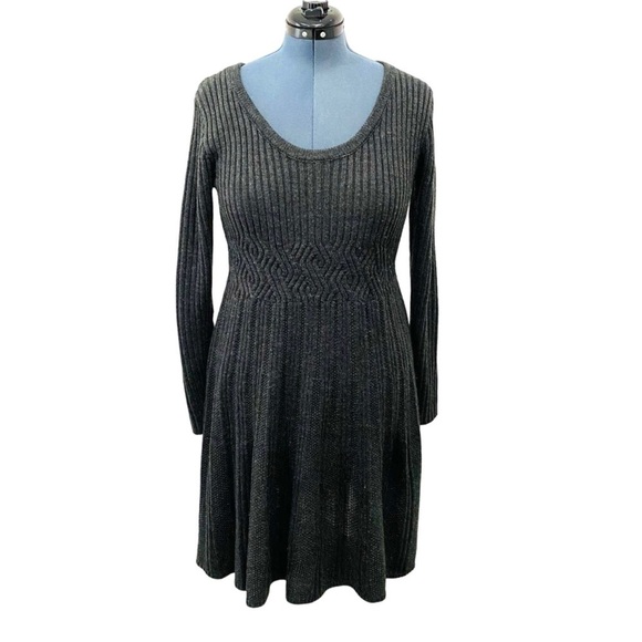 Lane Bryant Sweater Dress 14/16 Women's Charcoal Gray Midi Cable Knit Textured - Picture 1 of 15